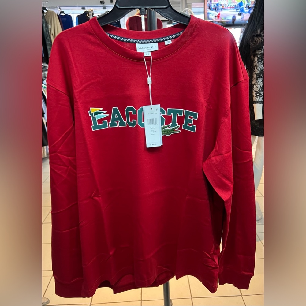 Lacoste Red Long Sleeve Shirt size large new with tags!